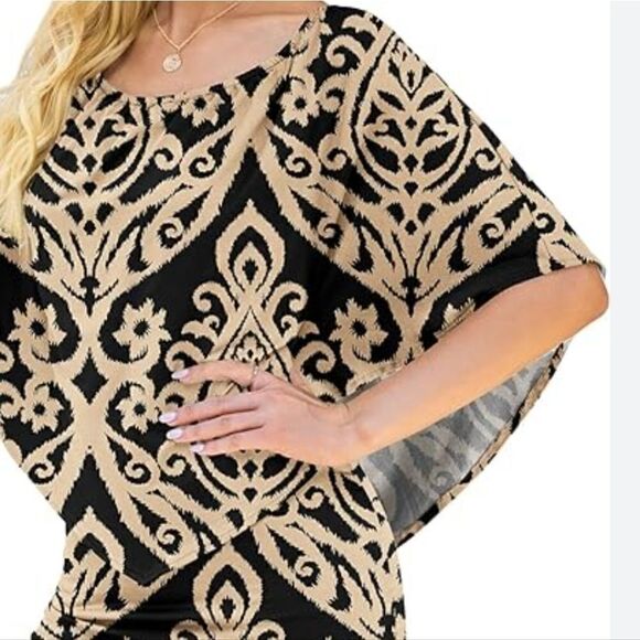 Women's Plus Size Off Shoulder Bodycon Dress Half Sleeve Ruffle Hem Mini Dress - Picture 2 of 2